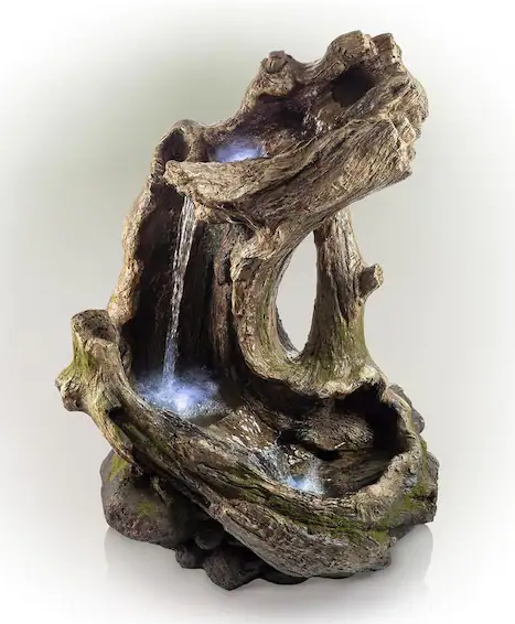 Alpine Curved Log Rainforest Fountain with LED Light