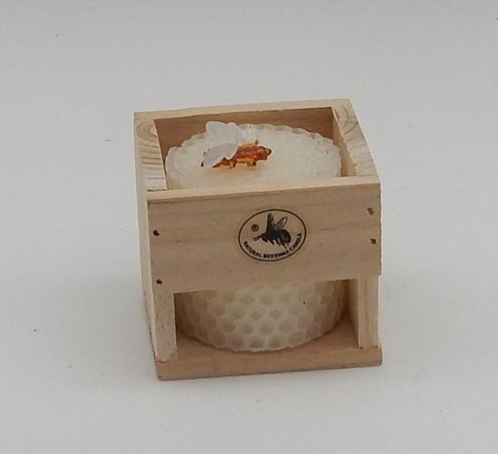 Small Beeswax Votive in Wood Crate