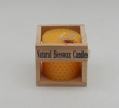 Small Beeswax Votive in Wood Crate