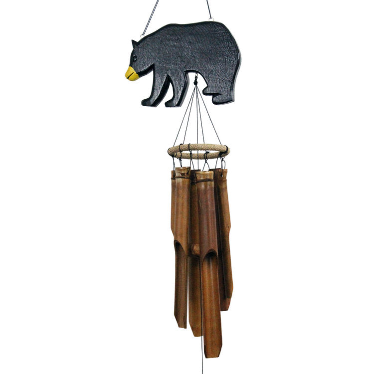 Cohasset Black Bear Silhouette Bamboo Wind Chime