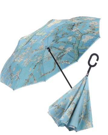 RainCaper Umbrella Reverse Open - Van Gogh Almond Blossom